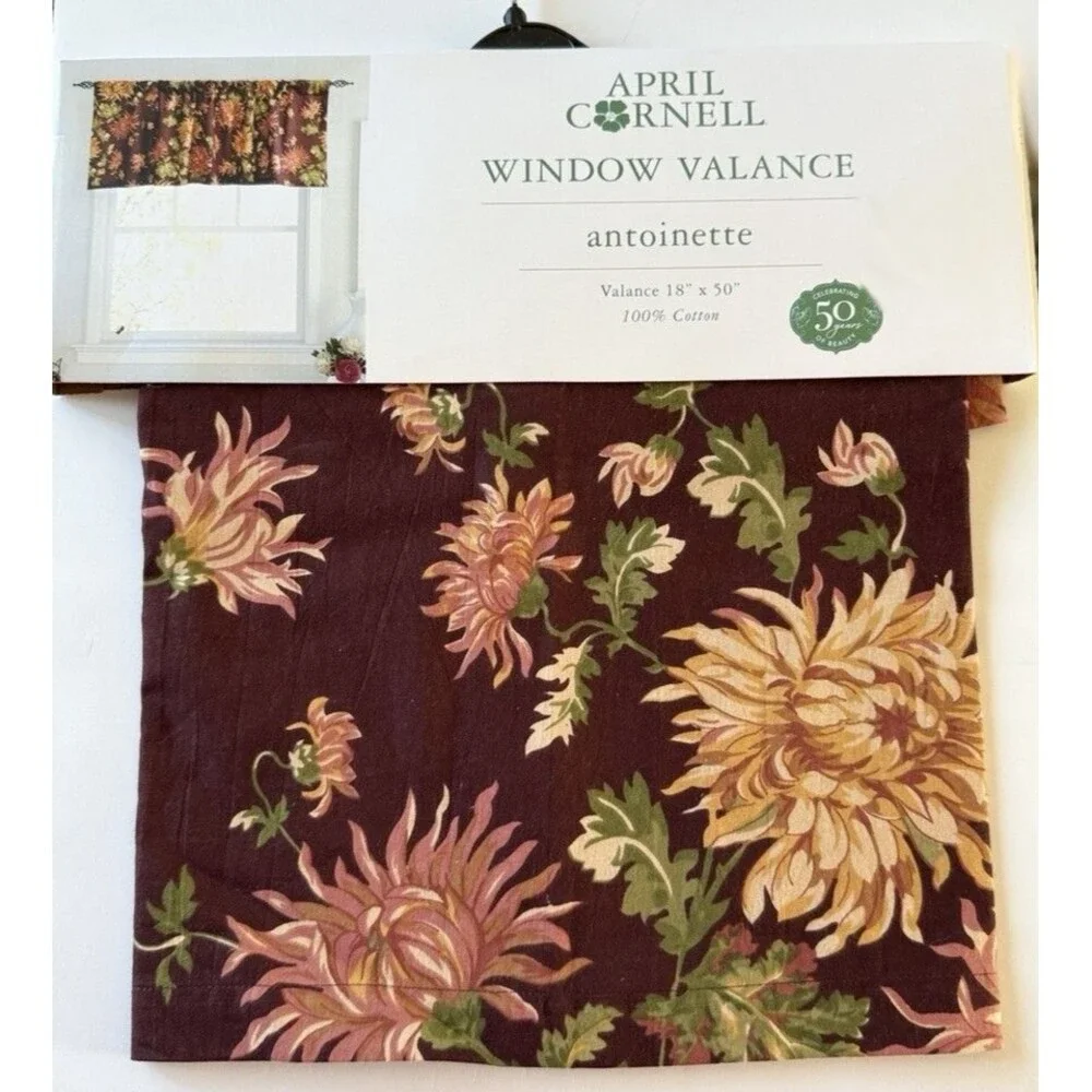 April Cornell Valance Curtain Kitchen Antoinette Thanksgiving 100% Cotton 18x50